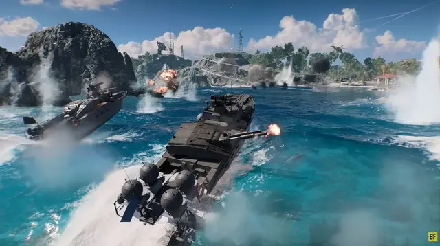 Battlefield 6 Season 4 Naval Warfare mapa Tsuru Reef con combate naval y sistema de olas dinámico
