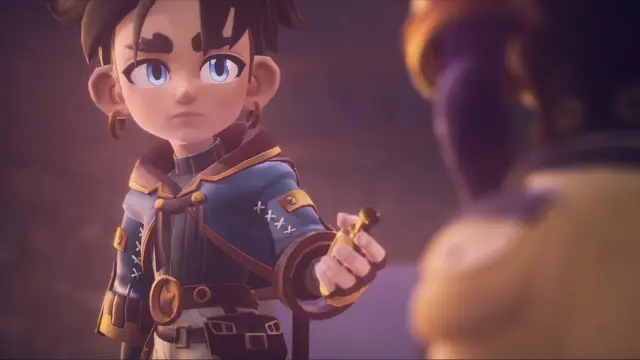 Zirian y su companero mecanico el Cuco explorando un mundo colorido en Duskfade