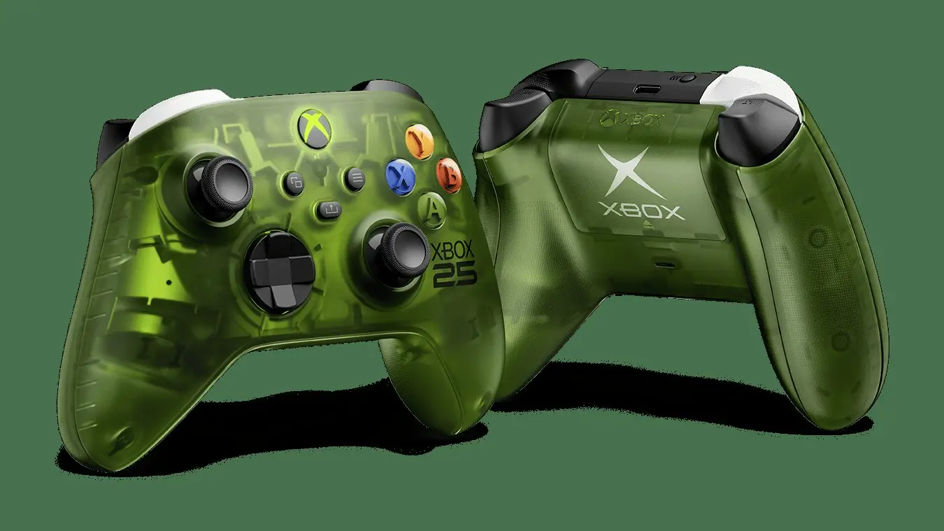 El control Xbox X25 por los 25 años ya está a la venta: verde translúcido y un fondo dinámico inspirado en la Xbox original
