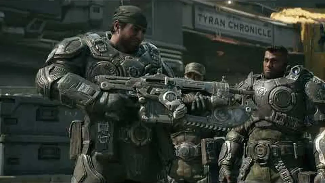 Marcus Fenix joven en Gears of War E-Day, el día que la Horda Locust emergió en Sera