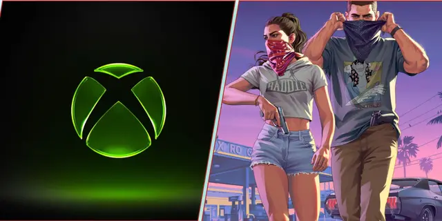 Logo de Xbox junto al arte oficial de Grand Theft Auto VI