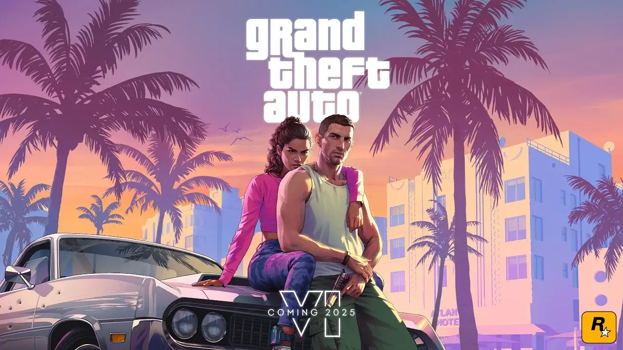 GTA 6 portada oficial con Lucia y Jason en Leonida