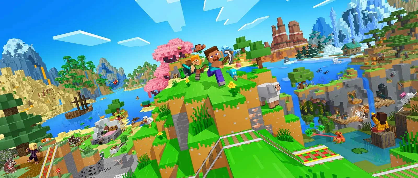 Minecraft Nintendo Switch 2 - mundo con Vibrant Visuals activo mostrando iluminacion volumetrica y sombras dinamicas
