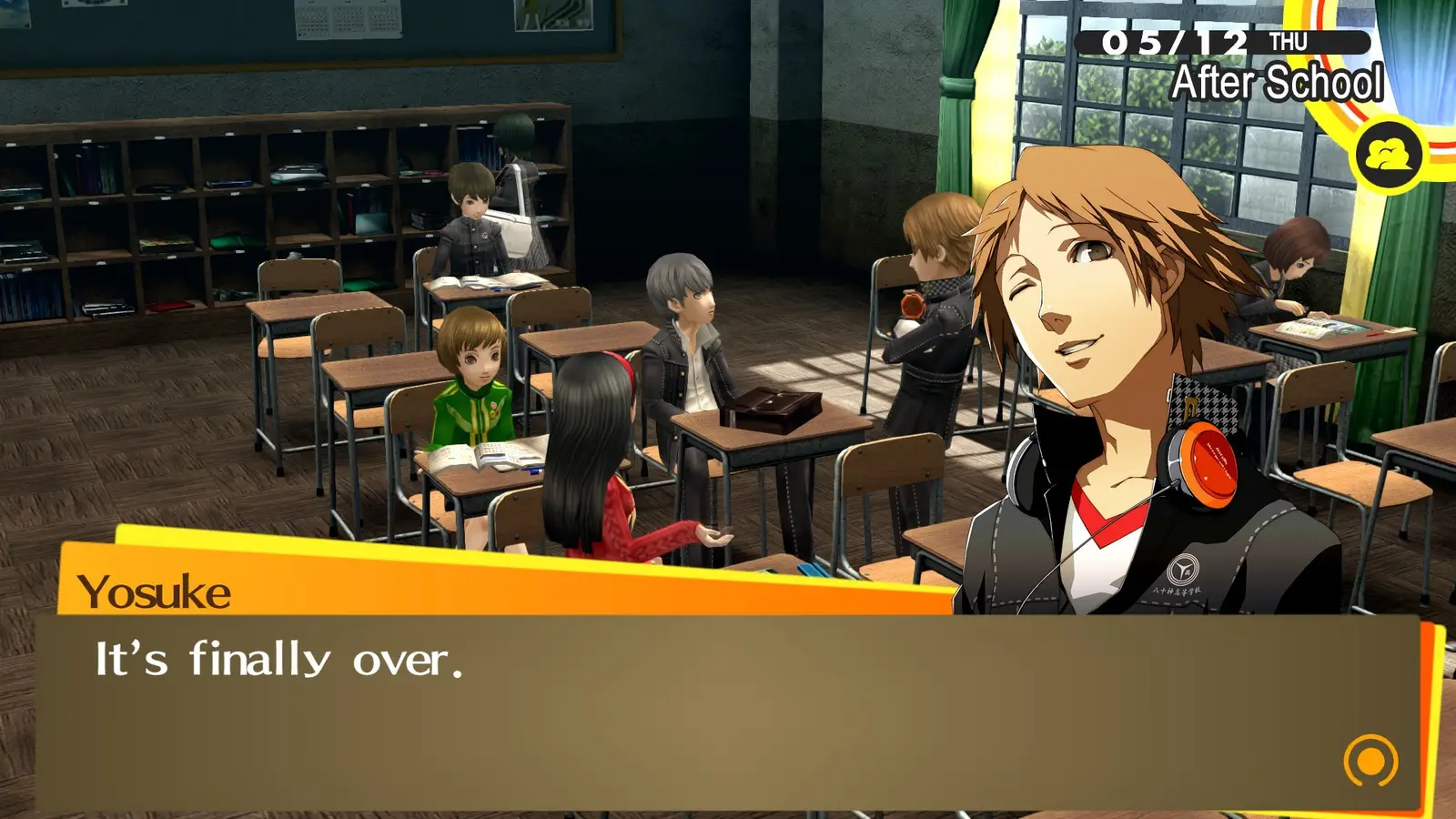 Arte de Persona 4 Revival con los personajes principales del grupo de investigacion de Inaba