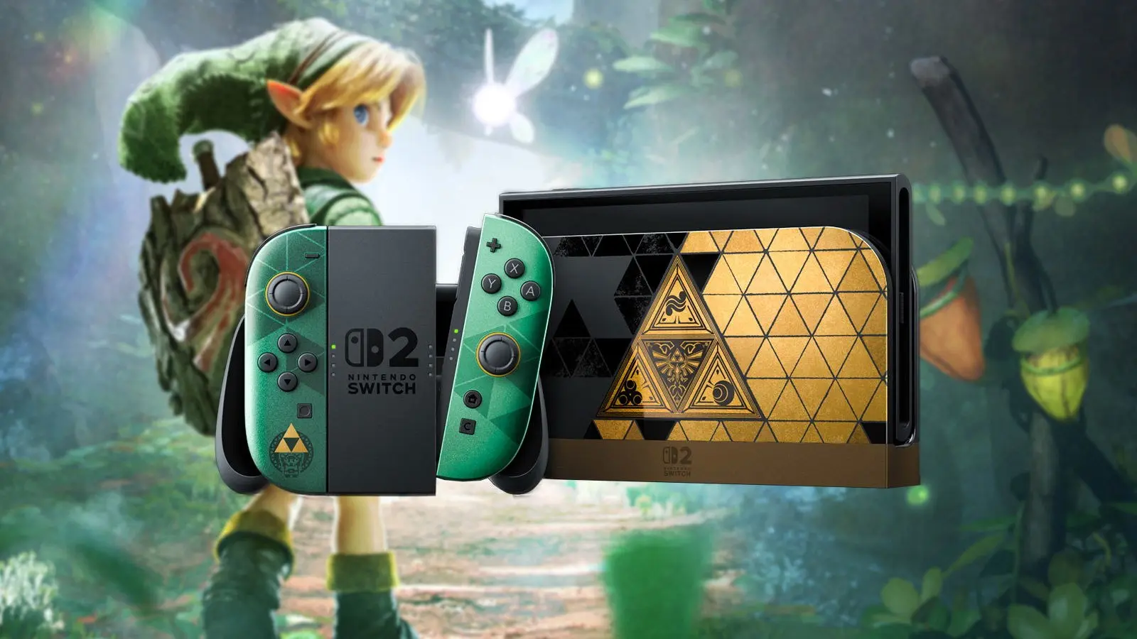 Switch 2 edición Zelda 40 aniversario: Trifuerza en la consola, el dock y los Joy-Con, el 29 de octubre